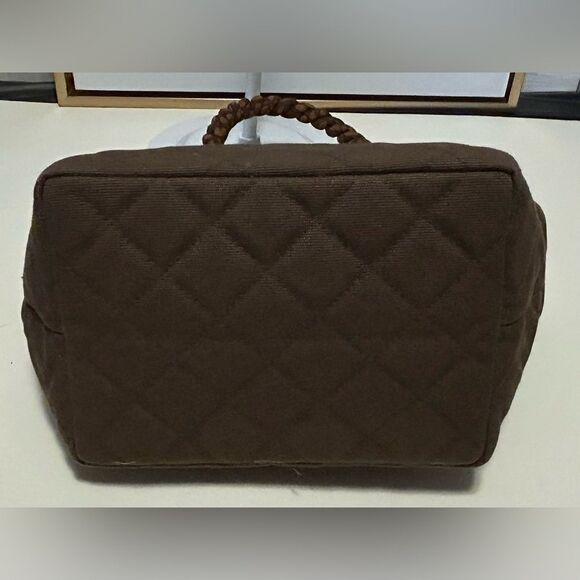 Naraya Brown flower quilted tote zipper shoulder bag New - Picture 8 of 8